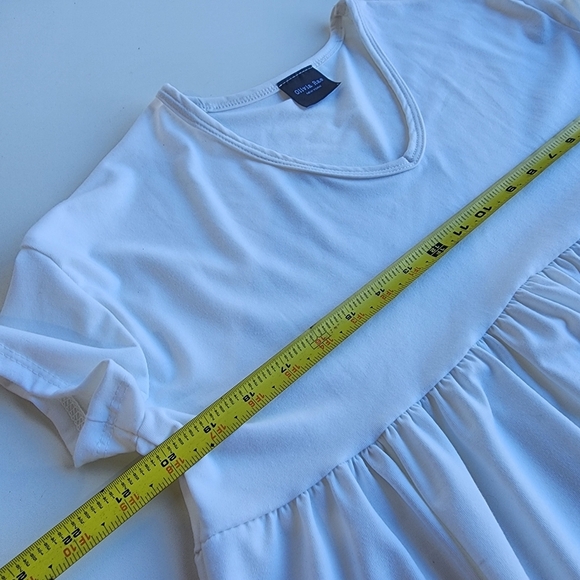Olivia Rae Baby Doll Shirt Womens White Crop Top Drop Ruffle Hem BOHO sz S - Picture 8 of 10